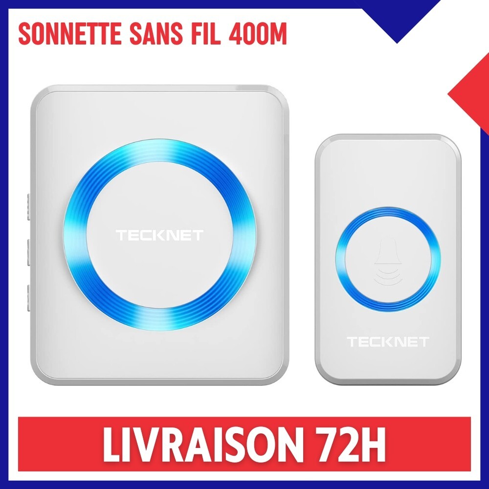 Sonnette sans fil extérieure étanche 400m carillon de maison 55 mélodies