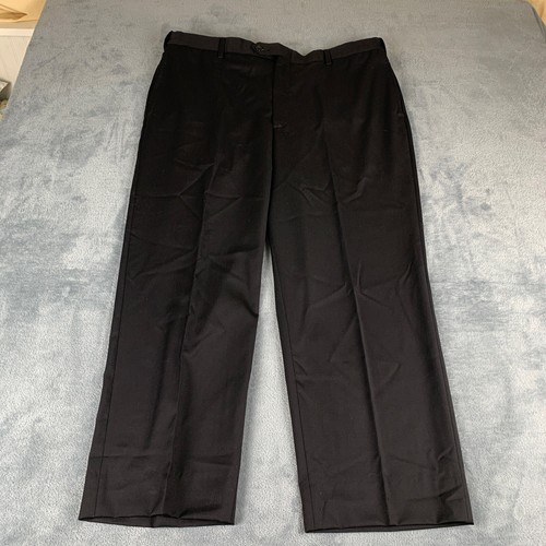 Ascott Browne Men's 44 Regular 100% Black Wool Dress Pants Flat Front