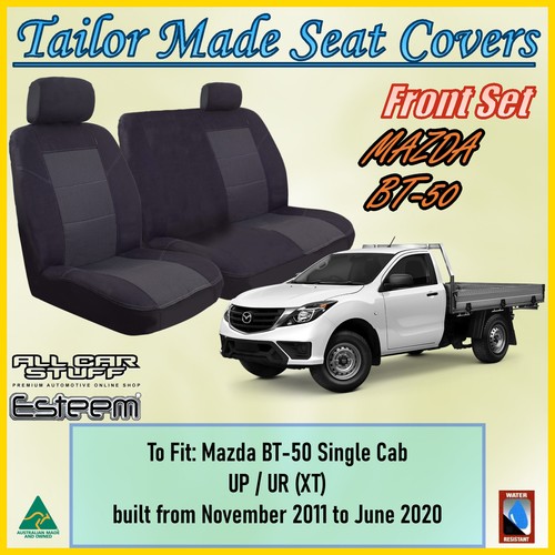 Black Fabric Seat Covers for Mazda BT50 (BT50) Single Cab 11/2011 to