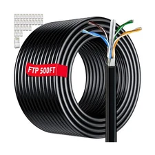 Cat 6 Outdoor Ethernet Cable 500ft Bulk (30 RJ45), Cat 6 Shielded Ethernet Ca...