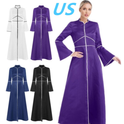 US Womens Church Clergy Dress Priest Minister Role Play Robe Praise ...