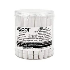 Viscot 1440-30 Mini Regular Tip White EZ Removable Ink Markers- 30 Count- Med...
