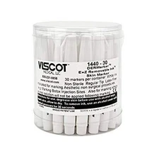 Viscot 1440-30 Mini Regular Tip White EZ Removable Ink Markers- 30 Count- Med...