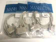 Manhattan Null Modem Data Cable 6' Ft Molded DB9 Fem / DB25 Male Lot of 3 
