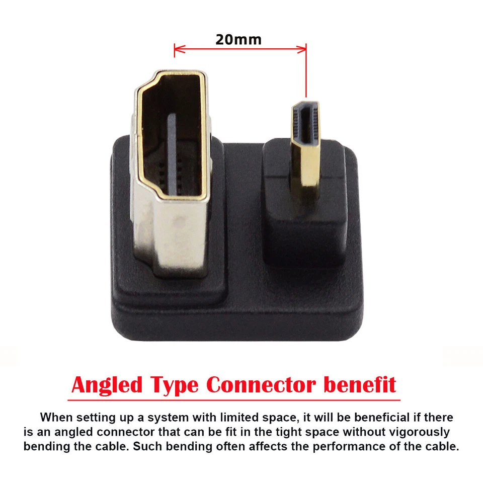 Micro HDMI 1.4 Male Type-D to HDMI Female 360 Degree Opposite Angled Extension - Image 2 of 4
