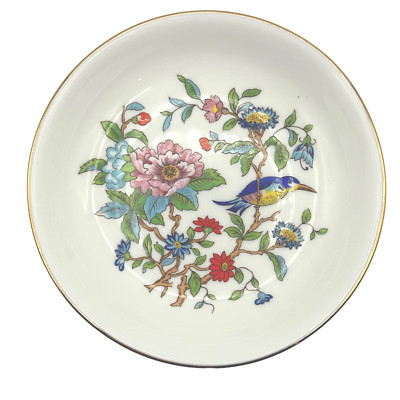 Aynsley Pembroke Gold Trim Coaster Birds Floral Design English Bone China 4.25''