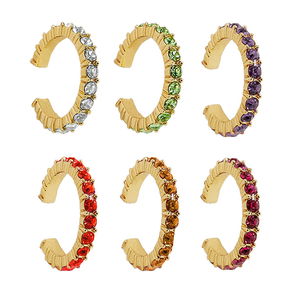 Stylish Round Rhinestone Hoop Earrings with Pendant Clips-image