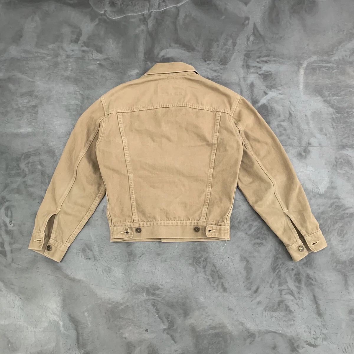 Vintage 1970’s Levis Big E Type 3 Slim Fit Jacket White Tab Khaki Size Small