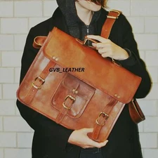 Leather Vintage village made Messenger Shoulder Satchel Laptop Briefcase Bag