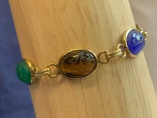 Vtg Amco 1/20 12K Gold Filled Scarab Beetle Bracelet 6.5" Jewelry Multicolor