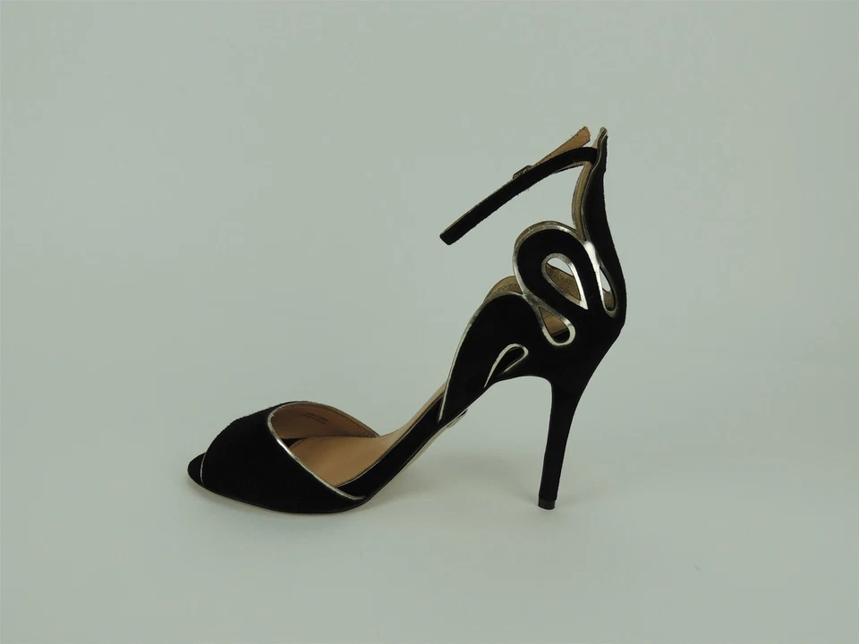 Sandalias de vestir Badgley Mischka para mujer Franki con correa al tobillo negras de gamuza 9 M Foto 3 de 4