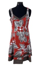 Nine West Rust/Brown/White Double V Neck Sleeveless Fit and Flare Dress Size 8