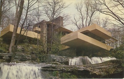 Fallingwater House Architect Frank Lloyd Wright Mill Run, PA 1960's Era Postcard