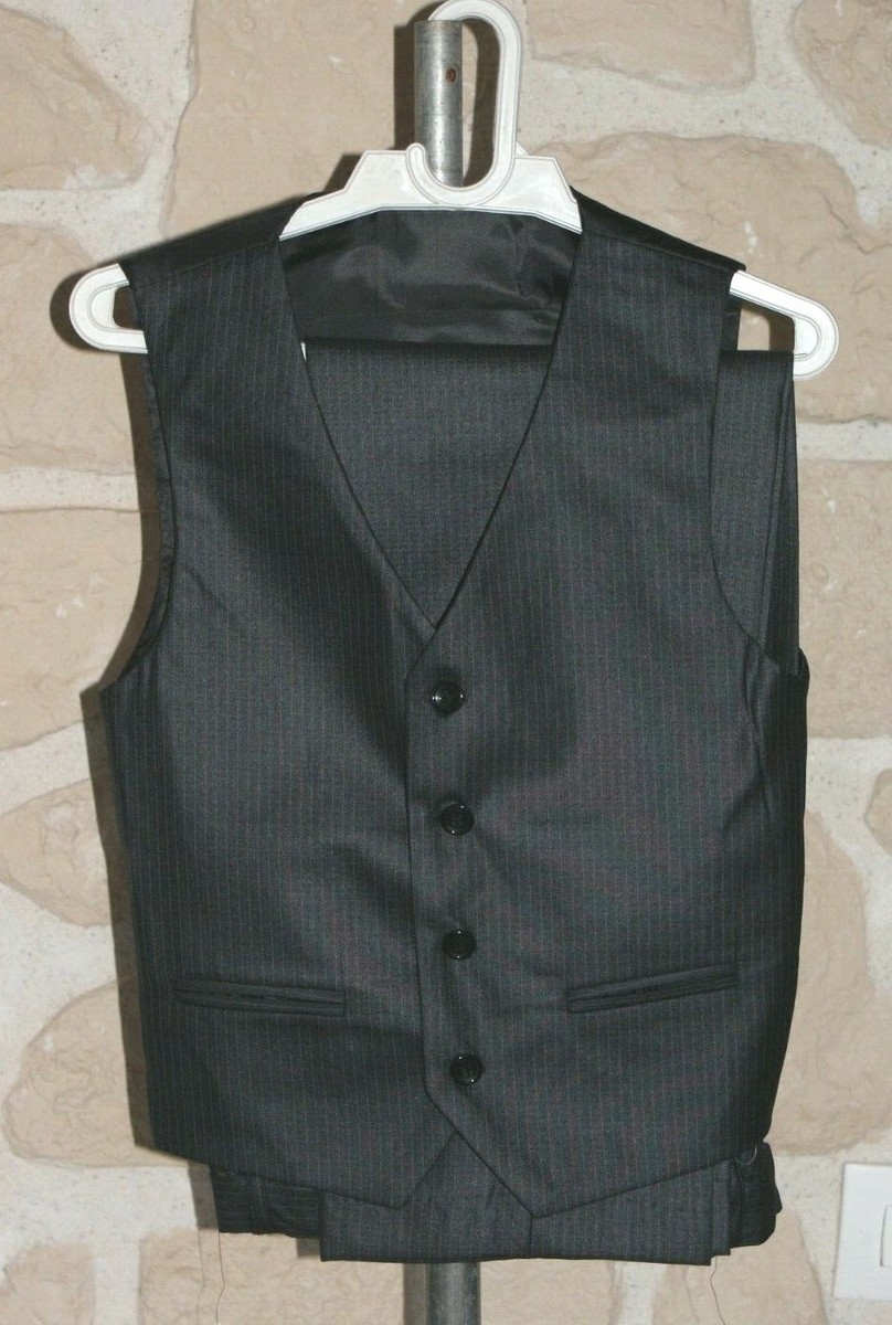 Costume Garçon Gris Rayé Maxi & Marc - Taille 10 Ans - NEUF Avec étiquettes