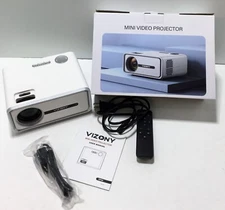 VIZONY DP04 White Portable Outdoor 1080P FHD Display Zoom Mini Video Projector