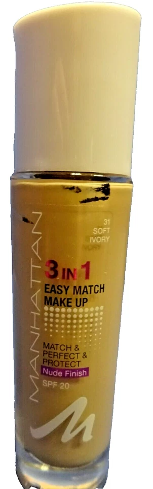 Manhattan 3in1 Easy Match Flüssige Foundation  31 SOFT IVORY 3 X 30 ml = 90 ml - Bild 3 von 4