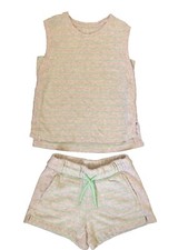 Athletic Works Girls Tank Top and Shorts Set Girls Shorts Set Grey Striped S6-6X