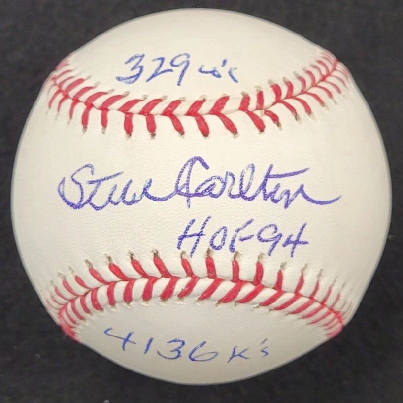 STEVE CARLTON Signed 3-inscription STAT MLB Baseball LE # /32 ~ PSA Witness COA - Image 2 of 4