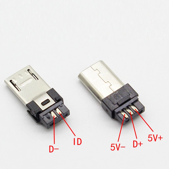 Connecteur Micro USB Mâle Fiche Type B pour Câble Soudure Plastique à Souder Lot - Photo 4/4