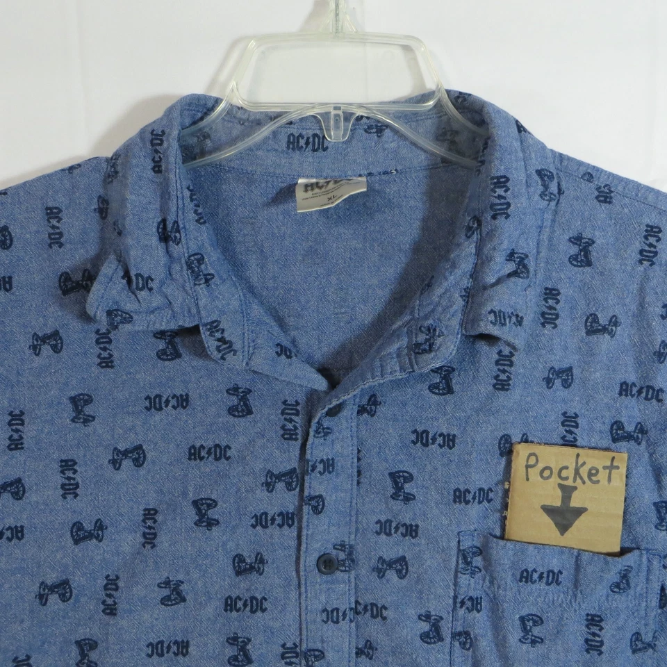 Camisa Oficial AC/DC - XL - Banda de Rock de Algodón Azul Foto 2 de 4