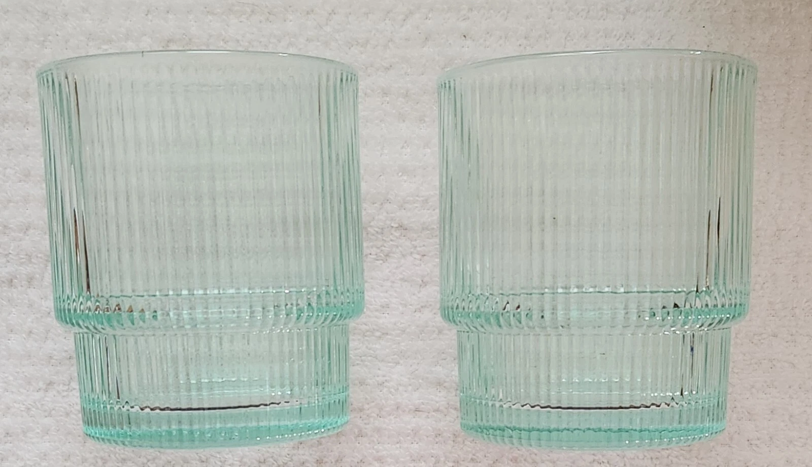 Jonathan Adler Biba Drinking Glasses Set of 2 Aquamarine Sea Green Ribbed NIB