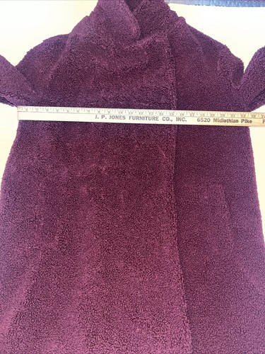 NOIZE Paloma Faux Shearling Coat Women Sz Small Plum Midi Hidden Snap Close - Picture 10 of 12