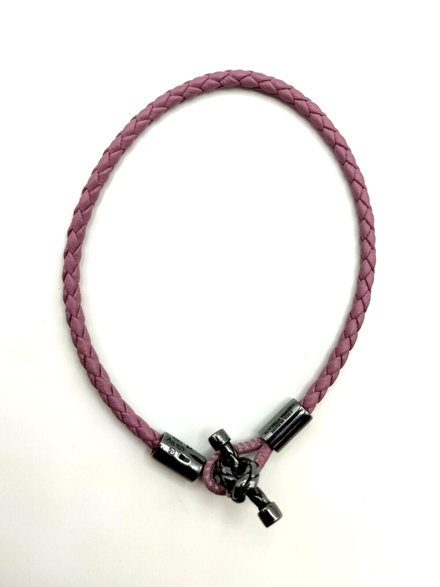 New Bottega Veneta Pastel Pink Braided Leather Bracelet M 