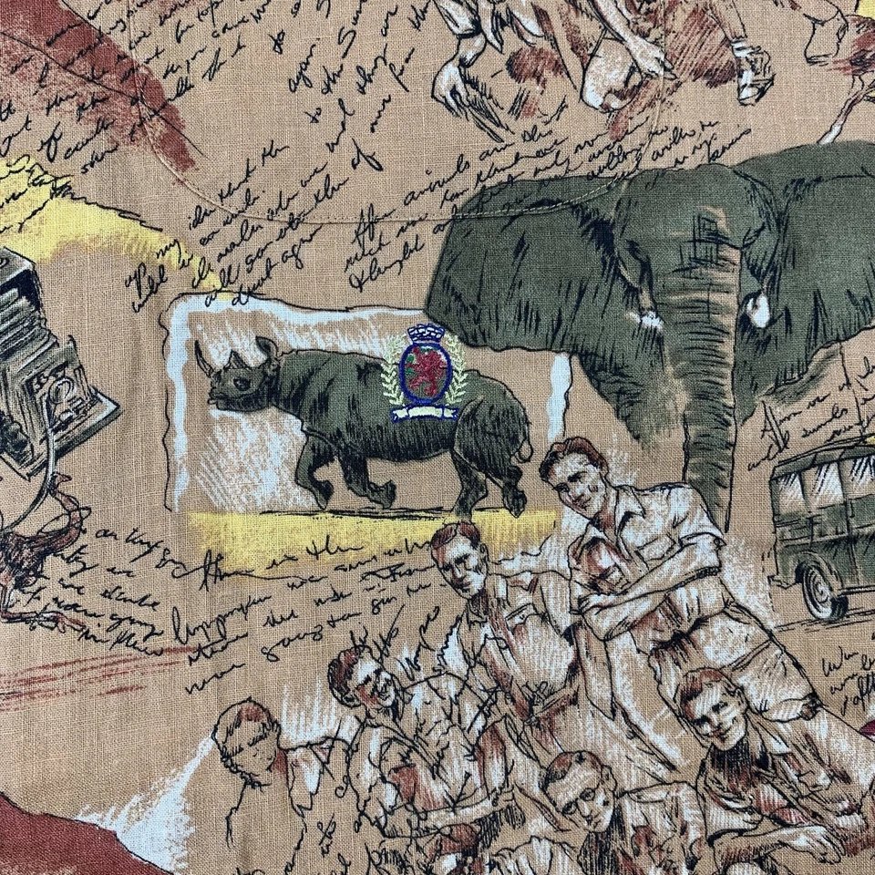 Camisa de Colección Tommy Hilfiger Safari Elefante Rinoceronte Abotonada XL X-Large Mezcla de Lino Foto 4 de 4