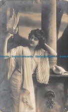 R122298 Old Postcard. Woman with Bird. Rotary. RP. 1911