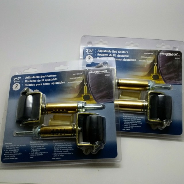 Shepherd 9532 Bed Raising Casters, Adjustable Height 4 total 2/pack eBay