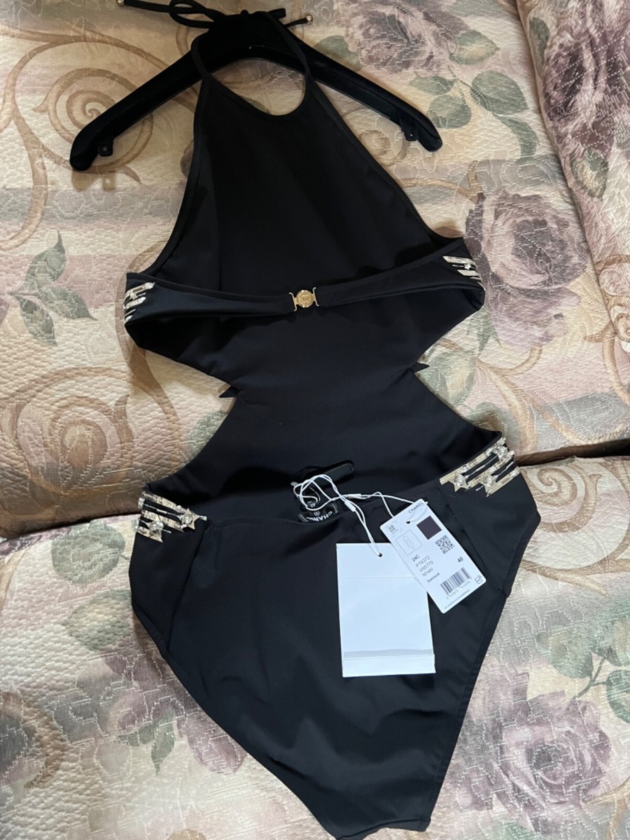 CHANEL 2024C NEW TAGS BLACK SWIMSUIT STRETCH JERSEY PEARLS CHANEL 2024C NEW TAGS BLACK SWIMSUIT STRETCH JERSEY PEARLS