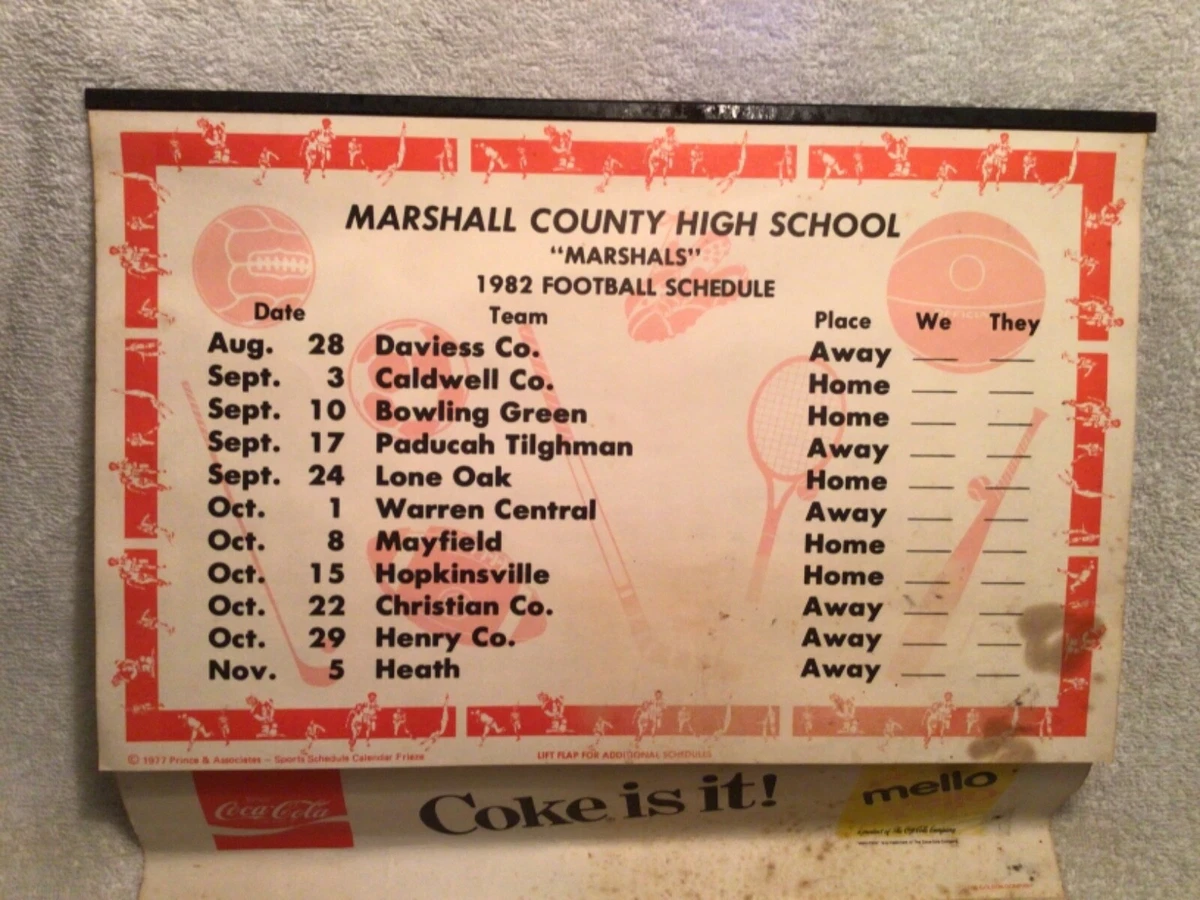 1982-83-wall-calendar-marshall-county-high-school-ky-football-basketball-coke-ebay