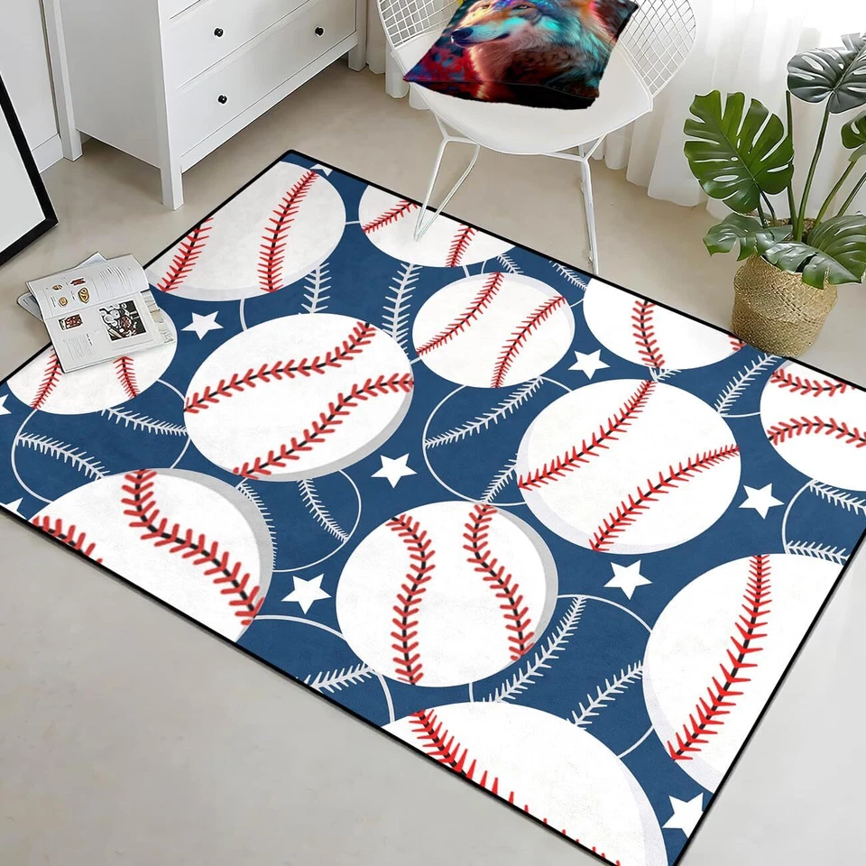 Baseball Rug - Baseball Rug for Boys Kids Room Sports Carpet Rugs for Boys Kids - Image 3 of 4