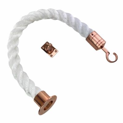 28 mm weißes klammergesponnenes Absperrseil x 2,5 m c/w Kupfer Cup Haken Ösenplatte