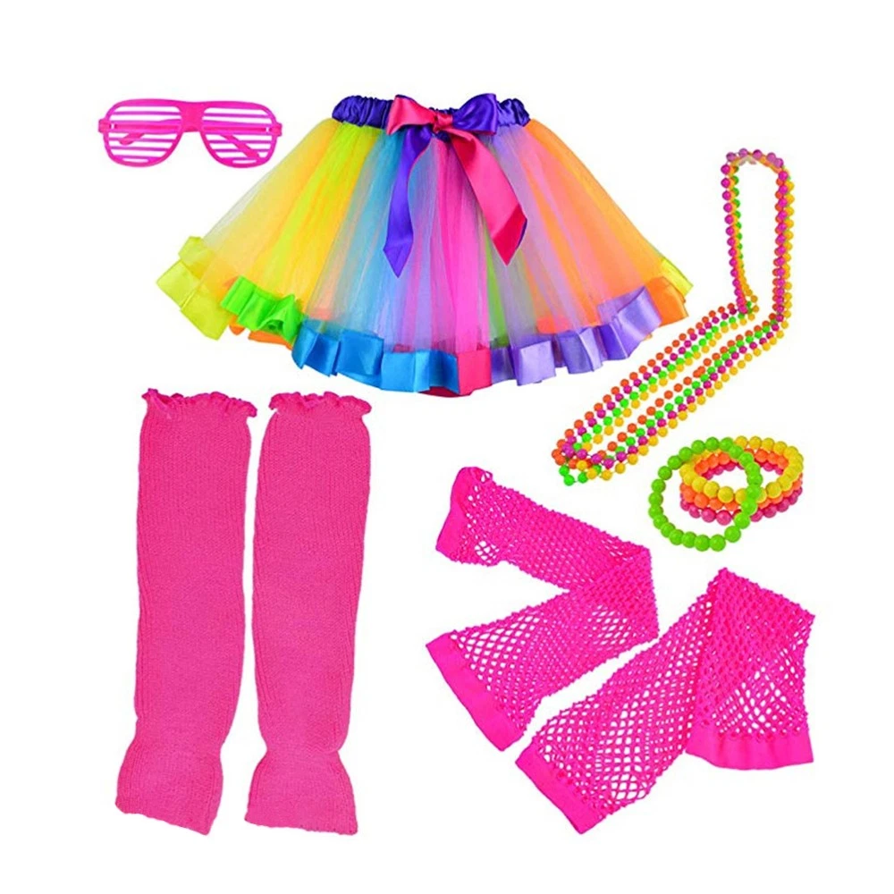 VETEMENTS Tuta da festa donna Miss Neon occhiali a rete anni 80 accessori abito