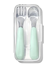 OXO TOT Baby Fork Spoon Set Opal Durable Silicone On-The-Go Feeding Utensils