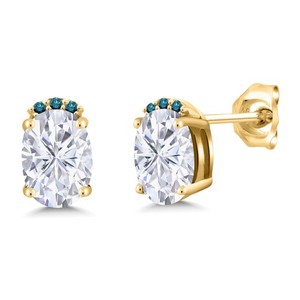 Authentic 18K Yellow Gold Plated Silver Earrings  Moissanite and Diamond