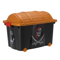 Spielzeugkiste Kindertruhe Kinderkiste Schwarz 60X42 Piratenmotiv Kinderzimmer