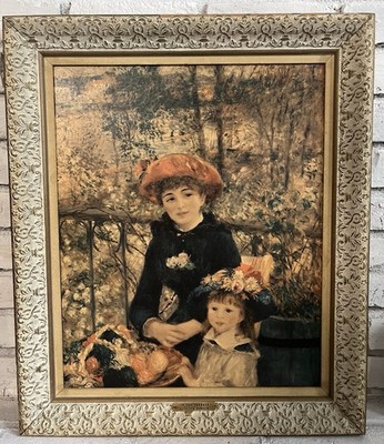 Large Vintage Print Of ''Two Sisters On The Terrace'' 22'' x 27'' By Pierre Renoir