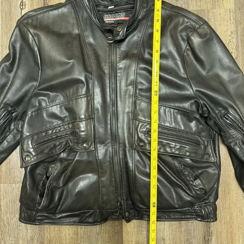 Vintage Brooks Leather Sportswear Biker Bomber Style Jacket Size 46 - Image 4 of 4