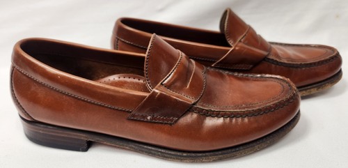 SAS Loafers Mens 9.5 Brown Leather Slip On Round Moc Toe Casual Shoes USA Made - Picture 2 of 9