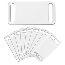 10Pcs Anodized Aluminum Blank Tags 37 mm Sided Pet ID Stamping Tags Silver