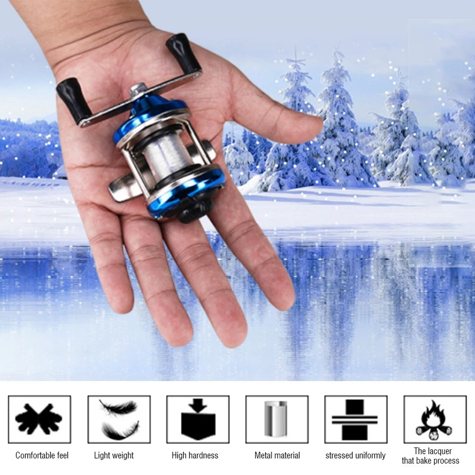 Tragbare Mini Angelrolle Aluminium Spule Metall Kleine Spinnrolle Winter. - Bild 2 von 4