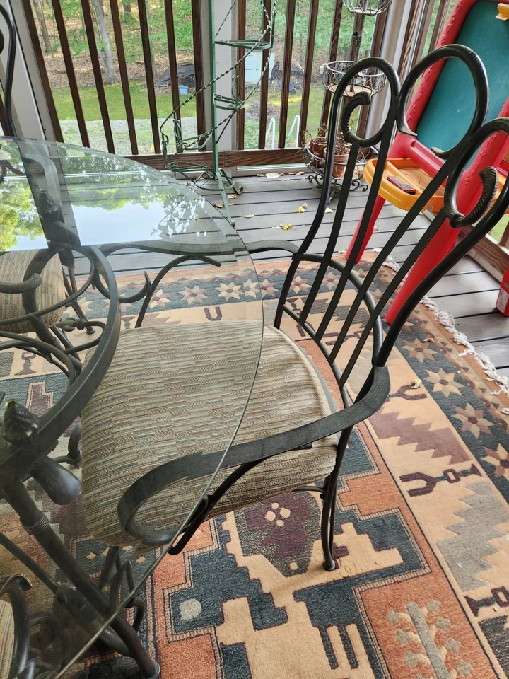 Wrought Iron Glass Top Table, 4 Chairs & Shelf Set - Image 4 of 4