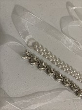 Bridal Tie On Belts Lot Of 2 Rhinestone Pearl Formal Gown Dress Bling Accent