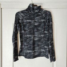 Under Armour Quarter Zip Women's Medium Cold Gear Black  White Running Gym Fall