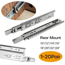 1Pairs 10-22" Heavy Duty Ball Bearing Soft-Close Drawer Slides Full Extension