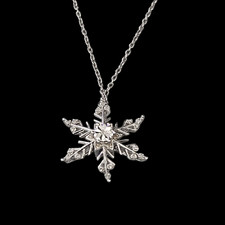 Sterling Silver Snowflake Pendant Necklace with Gemstone Accent - 17 Inch Chain