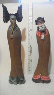 2 Hopi Kachina Doll 16 1/2" Crow Mother 14" Corn Maiden Artist Carver Signed
