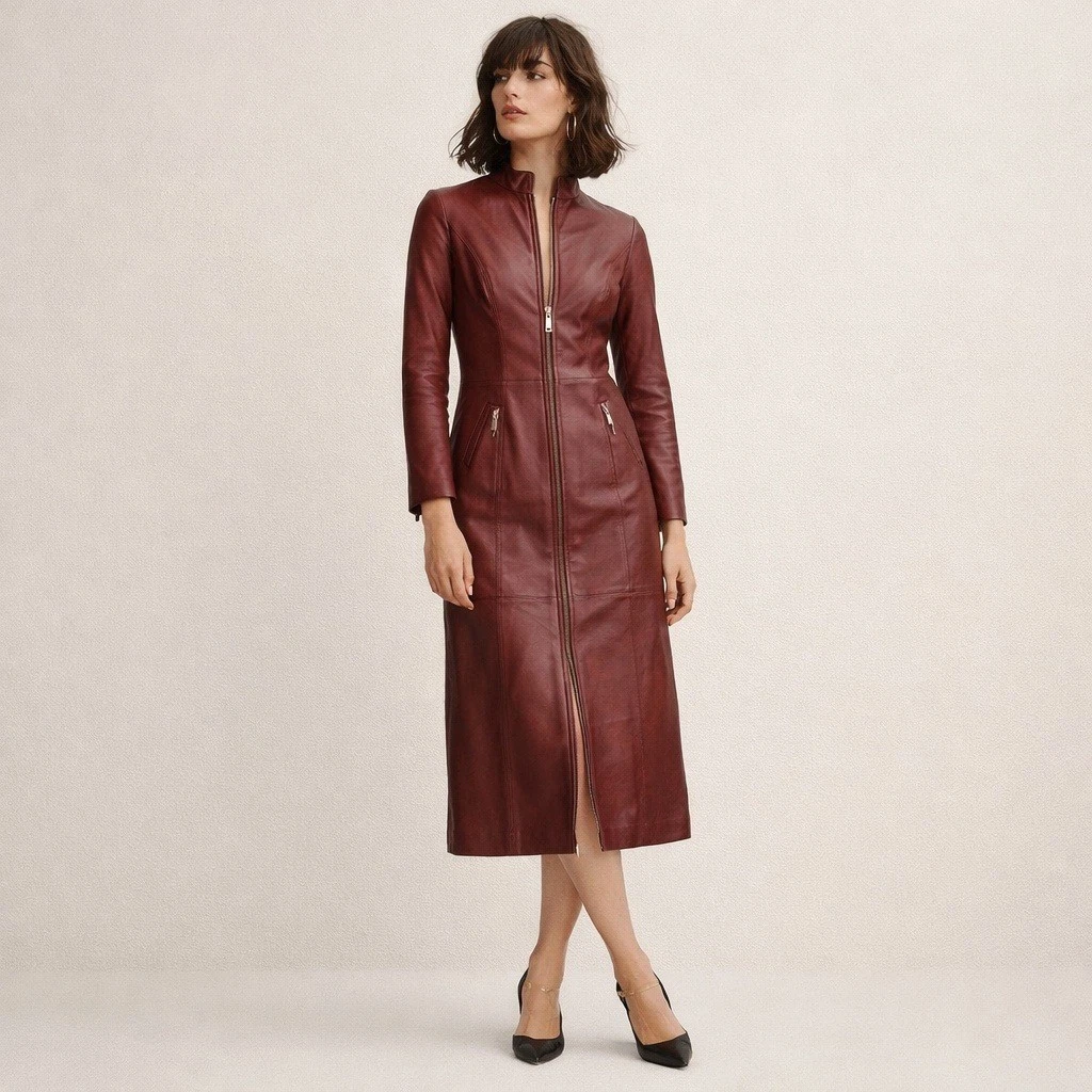 chinese dress ladies CURVE MRS. SMITH STRETCH LEATHER DRESS – AS by DF main image 0